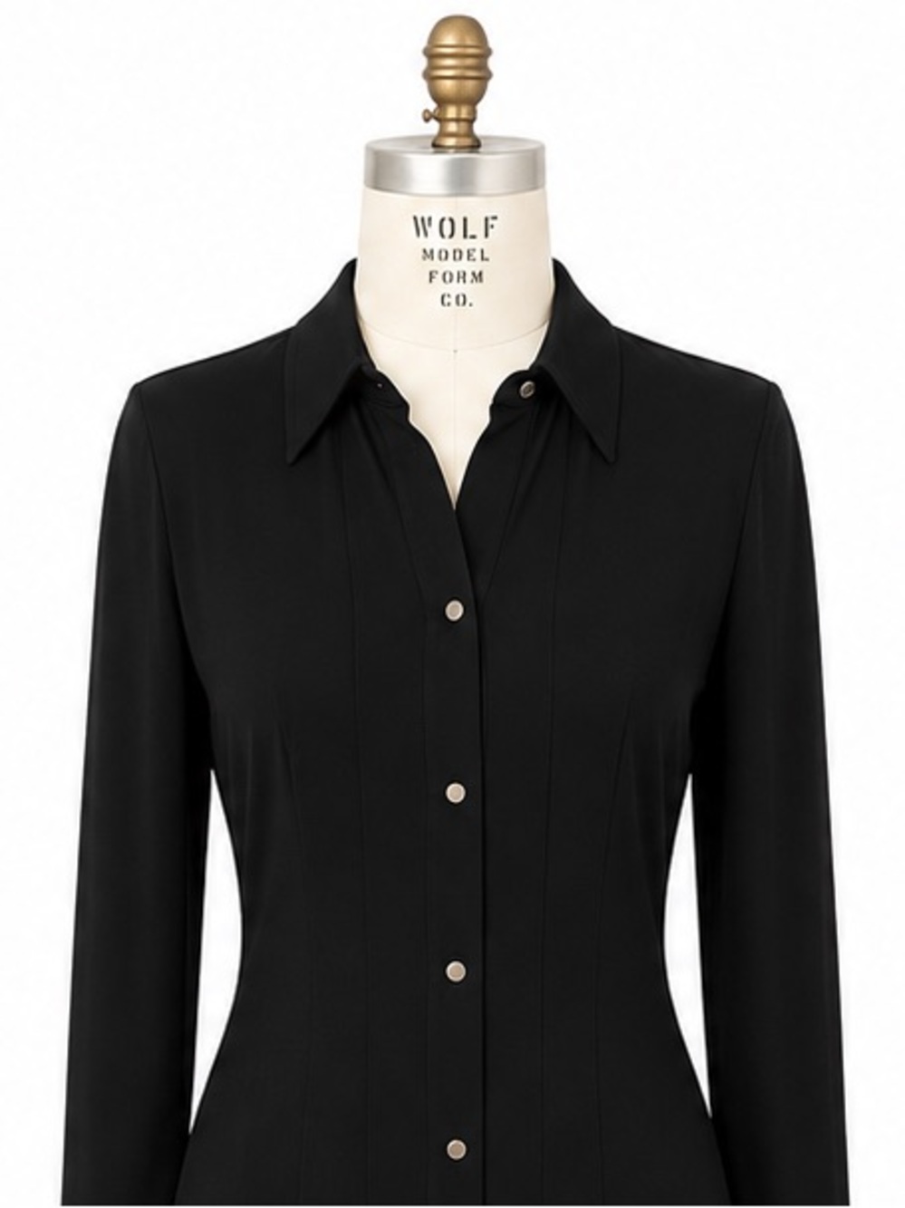 Calvin Klein Black Long-Sleeve Button-Front Shirt Dress